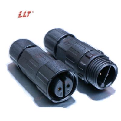 China LLT M16 PA66 IP67 Waterproof Nylon Connector Cable Joint 2pin Waterproof Circular Cable Connector Coupling for sale