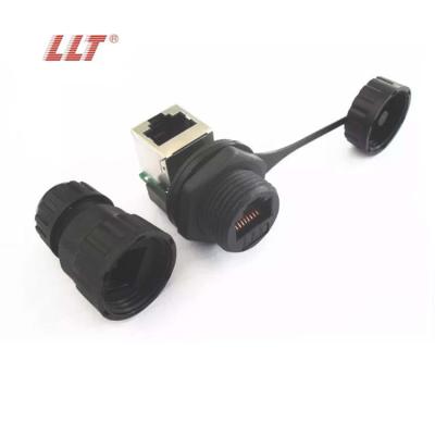 China 8p 8c LLT factory 90 degree waterproof ethernet rj45 right angle connector ip68 rj45 plug for cat5e cat6e for sale