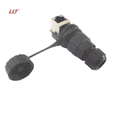 China 8p 8c factory LLT 90 degree panel mount M19 8P 8C ethernet male to female ethernet rj45 connector for sale