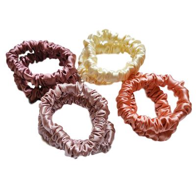 China Luxury Luxury Elastic Hair Band Tying Pure Skinny Silk Hair Scrunchies 19momme Mulberry Silk Scrunchie Hair Scrunchies Small Hair Scrunchies for sale