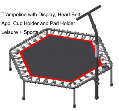 China CTSC Smart Fitness Trampoline With Display Heart Rate Belt Jump Counter APP Cup Holder Pad Stand For Sports Leisure Fun TC50L for sale