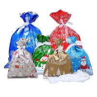 China Christmas Xmas Presents Party Favor Foil Drawstring Gift Bags For Goodies for sale