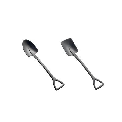 China Stocked Style 18/10 Stainless Steel Pastoral Spoon Square Shovel and Pointed Shovel Dessert Teaspoon for sale