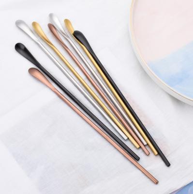 China Small Mix Stocked Serving 304 Stainless Steel Flatware Matte Drinks Coffee Stirring Long Handle Spoon Spoon for sale