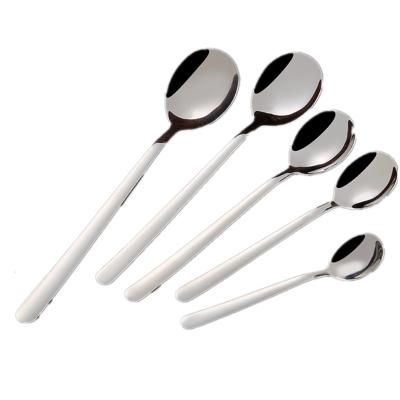 China Stocked High Quality Japanese and Korean Style Serving Spoon Food Grade 304 Stainless Steel Dessert Coffee Tea Spoon for sale