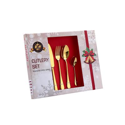 China Stocked 24 Pieces Christmas Dinnerware Gift Box Stainless Steel Flatware Sets Knife Fork And Spoon Cutlery Set Luxury for sale