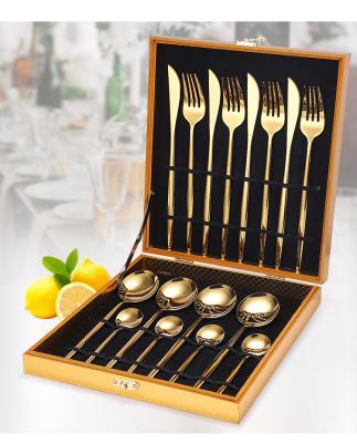 China Viable High Grade Knife Fork Spoon Gold Cutlery 24pcs Stainless Steel Stainless Steel Flatware Sets Cutlery Set Wholesale for sale