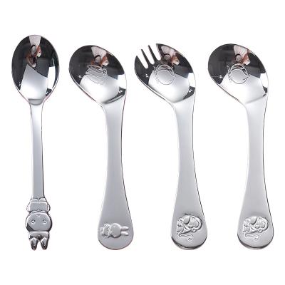 China Stocked Cute Pattern Kids Flatware Set Children Shaping Spoon Knife Fork 304 Stainless Steel Cutlery Set for sale