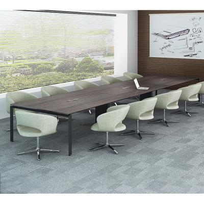 China Extendable Meetings Room Desk Rectangle E1 Grade Wooden Mdf Desktop Full Metal Frame Legs Meeting Table for sale