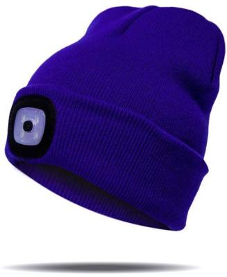 China COMMON Unisex Beanie Hat Winter Knit Cap 4 LED Light Knitted Beanie Extremely Bright for sale