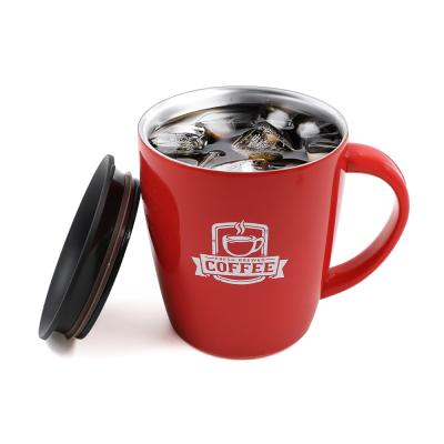 China 380ML Viable Red Double Wall Cup Factory Wholesale Vacuum Cup Smart Coffee Mug for sale