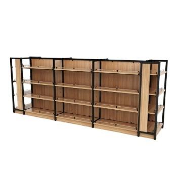 China Canton single-sided wooden supermarket metal shelving gondola display rack shopping shelf for sale for sale