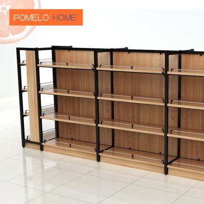 China Pomelohome Single Sided Wooden Shelf Used Customized Supermarket Display Racks for sale