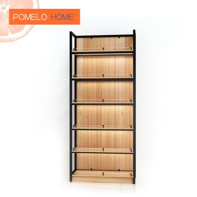 China Pomelohome Single Sided Wood Grain Used Customized Supermarket Shelf Display Racks for sale