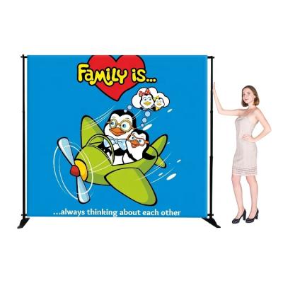 China 8x8 Ft Adjustable Straight Stage And Repeat Stretch Fabric Display Wall Backdrop for sale