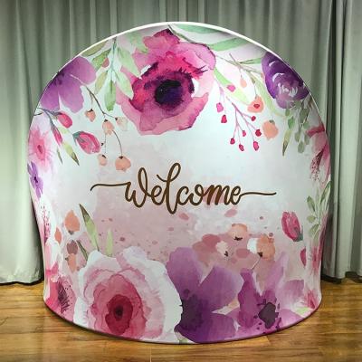 China Portable Trade Show Advertising Tension Fabric Semicircle Backdrop Display Customized by Trade Show Customized for sale