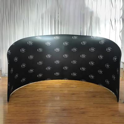 China Custom Trade Show Logo Printing Display Double Side Semicircle Exhibition Booth Stretch Cloth Backdrop for sale