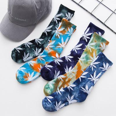 China QUICK DRY High Quality Tie Dye High Quality Basketball Weed Crew Fashion Leaf Logo Men's Socks Sport for sale