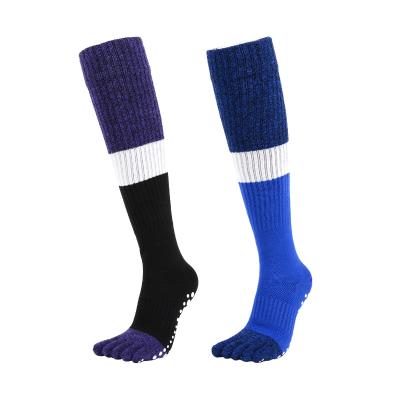 China Hot Sale Breathable Striped Anti-Slip Long Yoga Running Sports Socks Mesh Breathable Women Toe Socks for sale