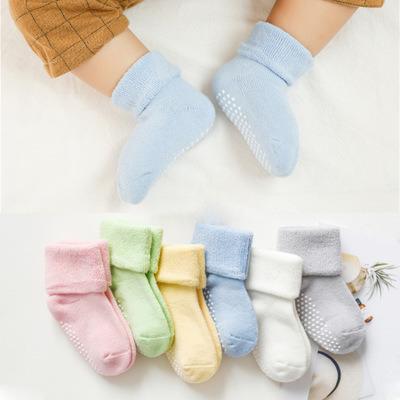 China 2021 New Style Solid Color Baby Socks QUICK DRY Thick Anti Slip Cotton Customized Customized Infant Socks Lovely for sale