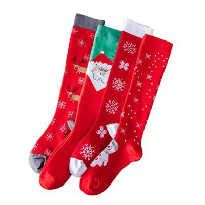 China Sporty New Arrival Compression Socks Christmas Fashion Comfortable Warm Women Knee Socks for sale