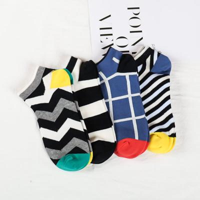 China Wholesale Custom Colorful Stripe Pattern Sporty Student Grid Student Cotton Ankle Socks Cheap for sale