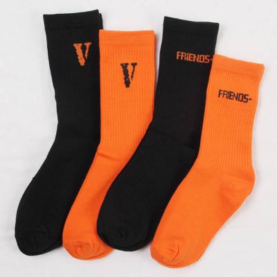 China Custom QUICK DRY Casual Jacquard Knitted Letter Crew Socks Mens Designer Cotton Brands Funny Sports Socks Wholesale for sale