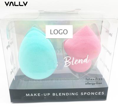 중국 2pcs make-up blending sponges no flaw finish makeup sponge makeup sponge designed the face for smooth 3D beauty puff in PET box 판매용