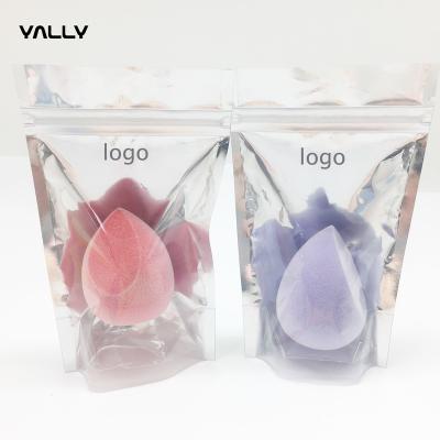 China Fuzzy microfiber velvet beauty blend sponge raindrop makeup dual layer sponge blender Pu sponge for face foundation in color bag for sale