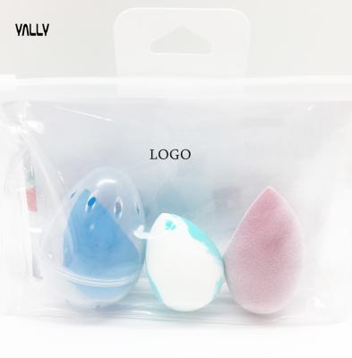 China Travel Set Face Makeup Sponge 3pcs Soft Beauty Blender With Plastic Dry And Air Caser And EVA Cosmetics Bag en venta