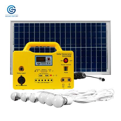 China Hot Sale Home High Efficiency 50W DC Lighting System Portable Solar Power Generator Station with MP3 and Radio Function for sale