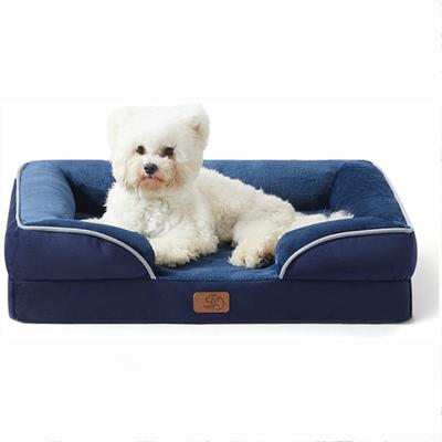 China Durable Waterproof Washable Removable Dog Bed Cover Orthopedic Foam Bolster Sofa Diggity High Dog Bed for sale