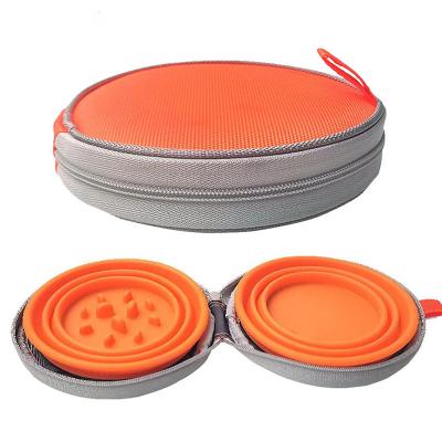 China Factory Wholesale Automatic Silicone Collapsible Twin Bowls Collapsible Portable Bowl For Dog Travel for sale