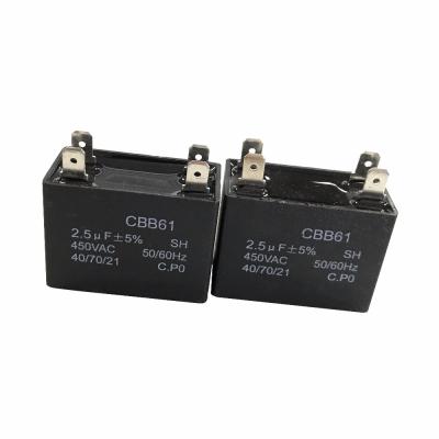 China FAN Capacitor Price List CBB61 Ceiling Fan Capacitor for sale