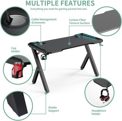 China Gaming Desk with Cup Holder BEISIJIE R5 Gaming Desk Computer Gaming Table PC Desk E-sports Computer Table with Lamp Competition Table for sale