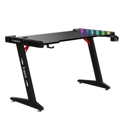 China With 7 color RGB BEISIJIE game desk with LED lights z-shaped game table with Amazon handle stand cup holder earphone hook support for sale