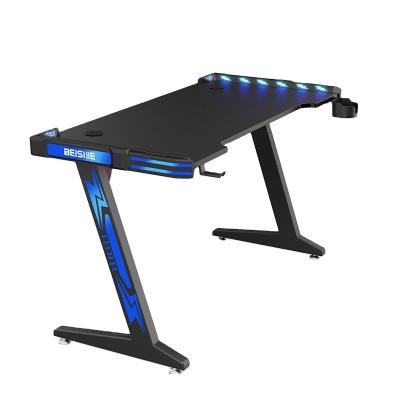 China Other Gaming Desk with Led Lights, PC Gaming Table Computer Workstation with RGB LED Lights, Earphone Hook and Cup Holder for Home, B for sale