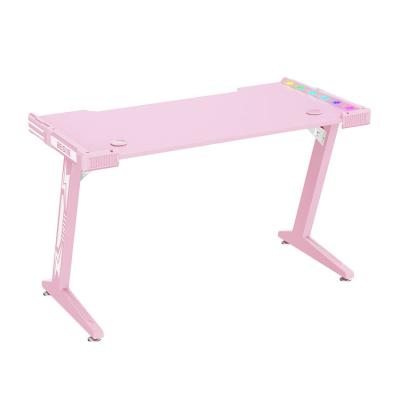 China Other Pink Gaming Table RGB Office Computer Desk with Light Live Broadcast Anchor Girl Game Table and Chair Home Set for sale