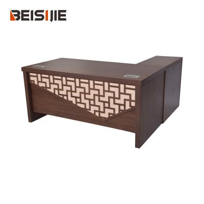 China Cnc New Arrival Mesa de oficina Corporate Office Durable Office Desk Executive Wooden Peak Table for sale