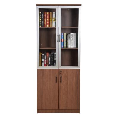 China Durable Classic Wooden Bookcases Brown Bookcases Antique Floor Design Floor Bookcase With Tow Glass Door for sale