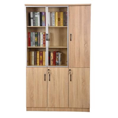 China New Design Durable Simple Style Wooden Bookshelf With Glass Furniture Low Price Living Room Doors Durable Stable Bookcases for sale