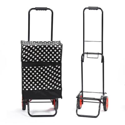 China Custom Printed Folding Grocery Cart Bag Folding Trolley Cart With 2 Wheels for sale