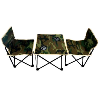 China Easy Folding And Customizable Logo Mini Foldable Portable Tow Chairs Camping Carrying Table Places For Kids Witn 2seats And 1 Folding Table for sale