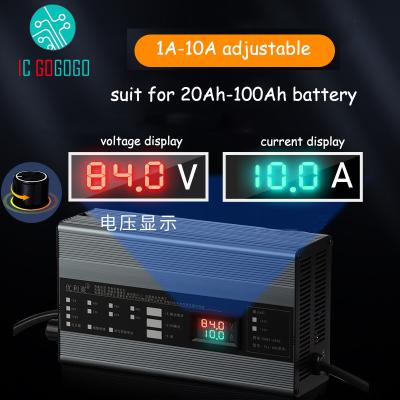 China Curren Li-ion Battery Charger 48V 58.4V 72V 60V 67.2V 84V 87.6V LiPo Lifepo4 Lithium Battery Charger Fit 10A 5A Fast Charging 16S 20S 24S ebike for sale