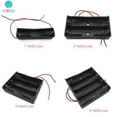 China 2pcs 1*18650 2*18650 3*18650 4*18650 Battery Box Accumulators Battery Case Holder With Wire Leads 1/2/3/4pcs Black Plastic 18650 for sale