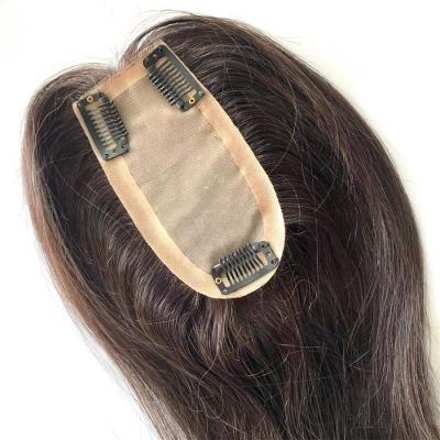 China 100% Virgin Hair Silk Bottom Hairpiece Hairpiece, Grade 6*12cm Brazilian Hair Topper For Women for sale