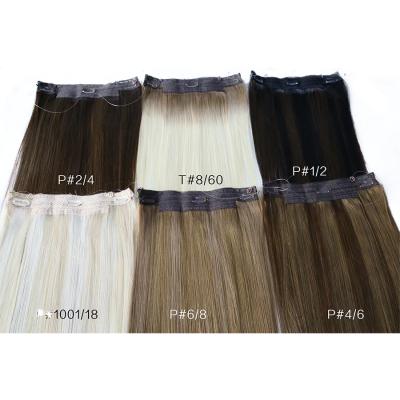 China 100% Pulled Halo Remy Hair Halo Hair Extension Silky Double Wave LS Straight Hair Extensions for sale