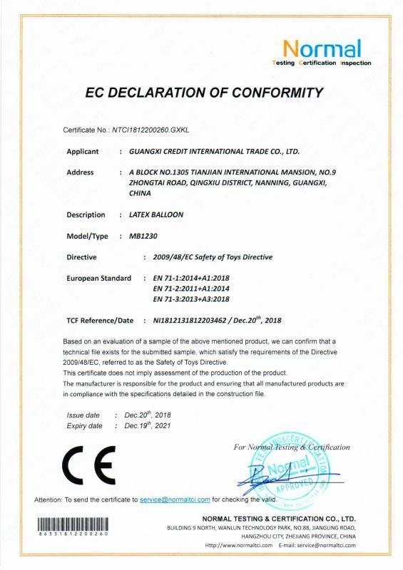 CE - Guangxi Credit International trade Co.,Ltd