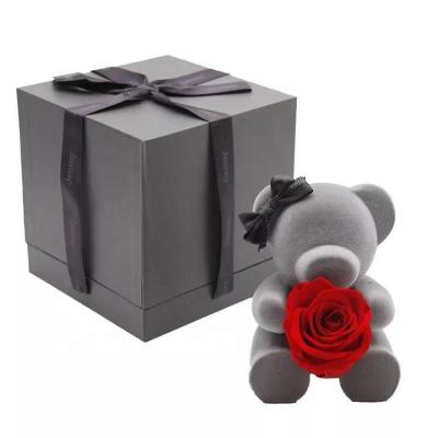 China Green Environmental Protection Hot Sale Valentine's Day Gift Preserved Rose Teddy Bear for sale