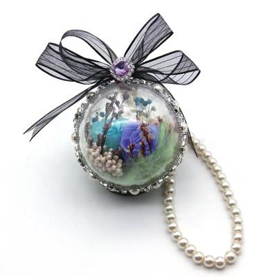 China New design environmental protection green hot selling immortal roses preserved flower in ball car hanging for sale